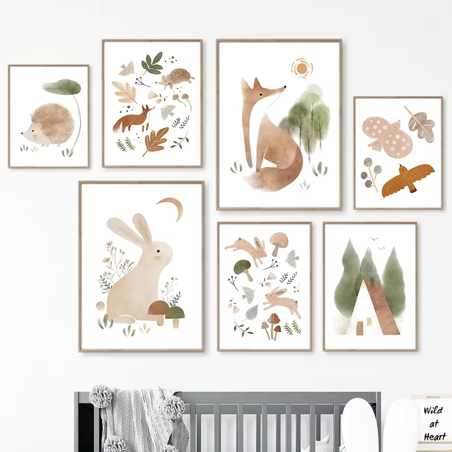 Boho Rabbit Fox Hedgehog Bird  - đánh giá và giá Baby Nursery Mirror