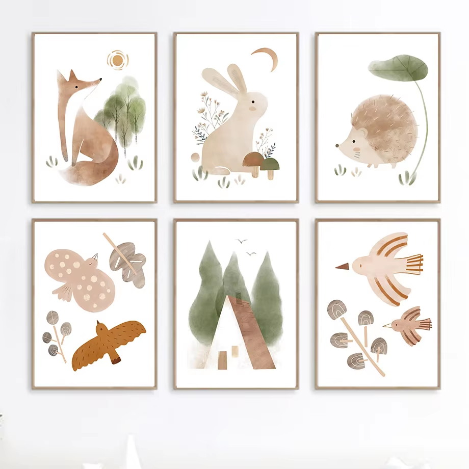 Boho Rabbit Fox Hedgehog Bird  - đánh giá và giá Baby Nursery Mirror