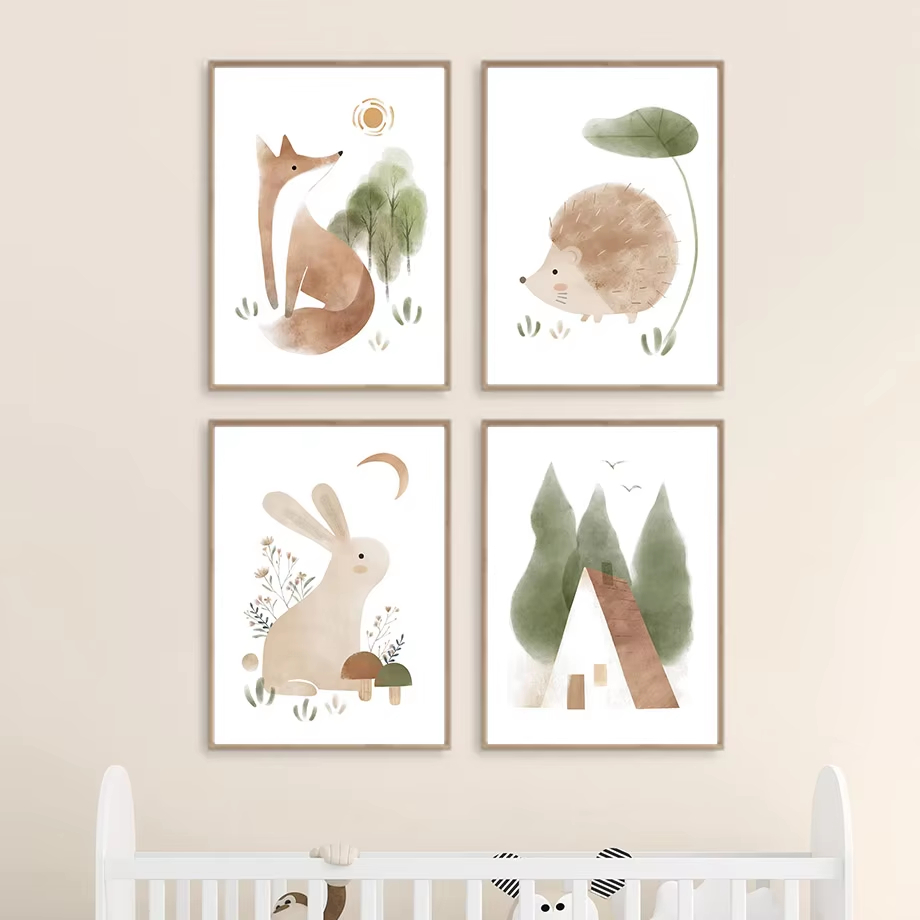 Boho Rabbit Fox Hedgehog Bird  - đánh giá và giá Baby Nursery Mirror