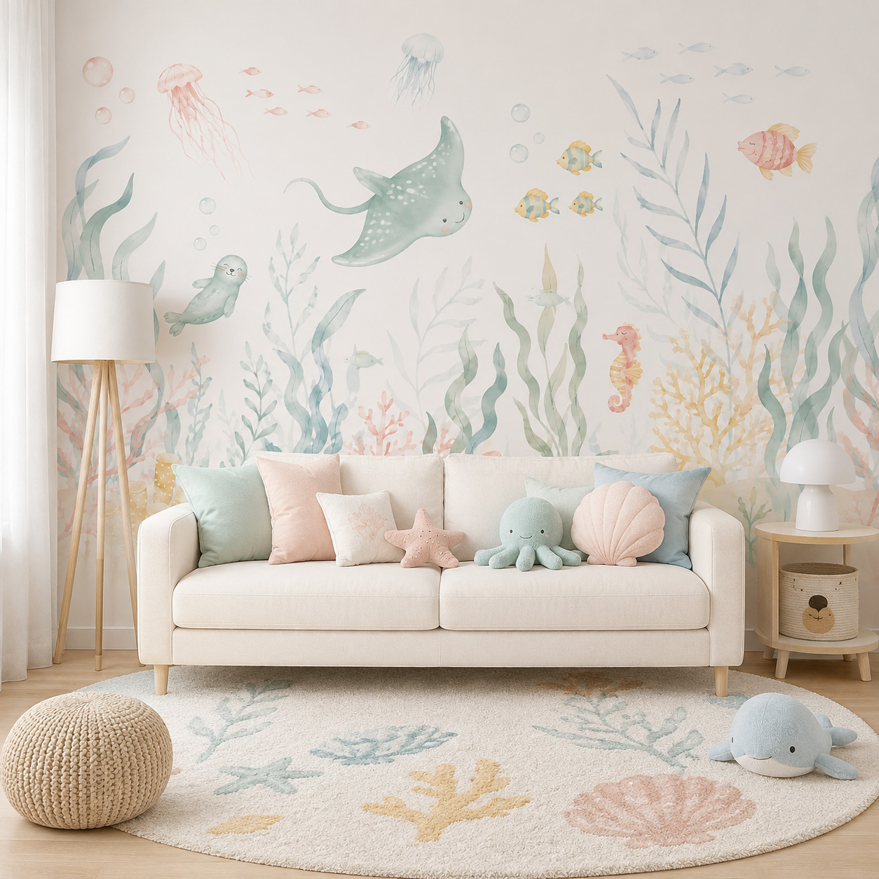 Ocean Animals Self Adhesive Wa - đánh giá và giá Baby Nursery Peel And Stick Wallpaper