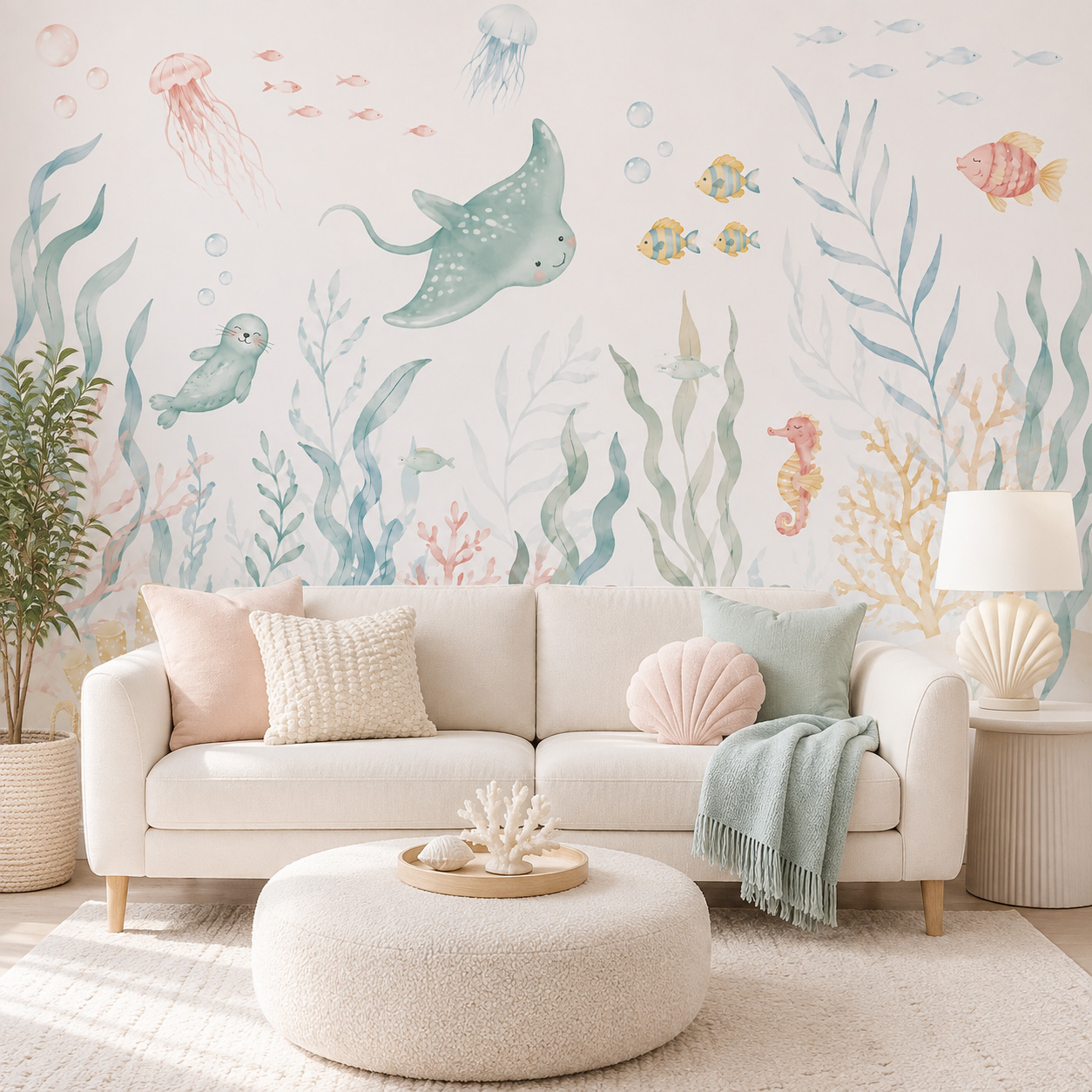 Ocean Animals Self Adhesive Wa - đánh giá và giá Baby Nursery Peel And Stick Wallpaper