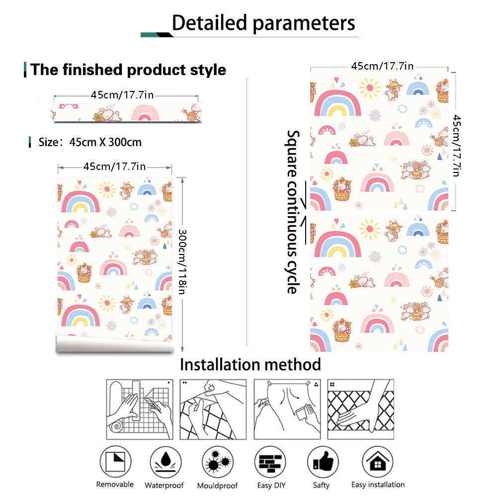 Boho Rainbow Kids Stick and Pe - đánh giá và giá Baby Nursery Peel And Stick Wallpaper