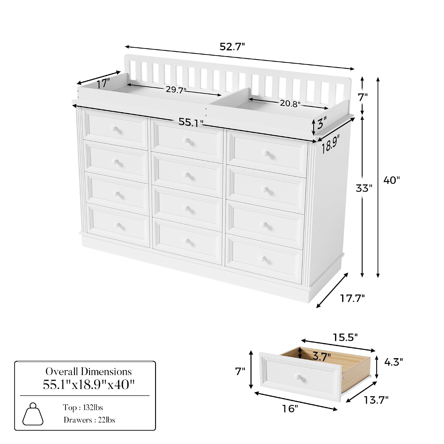Baby Changing Table Dresser, 1 - đánh giá và giá Baby Nursery Drawers