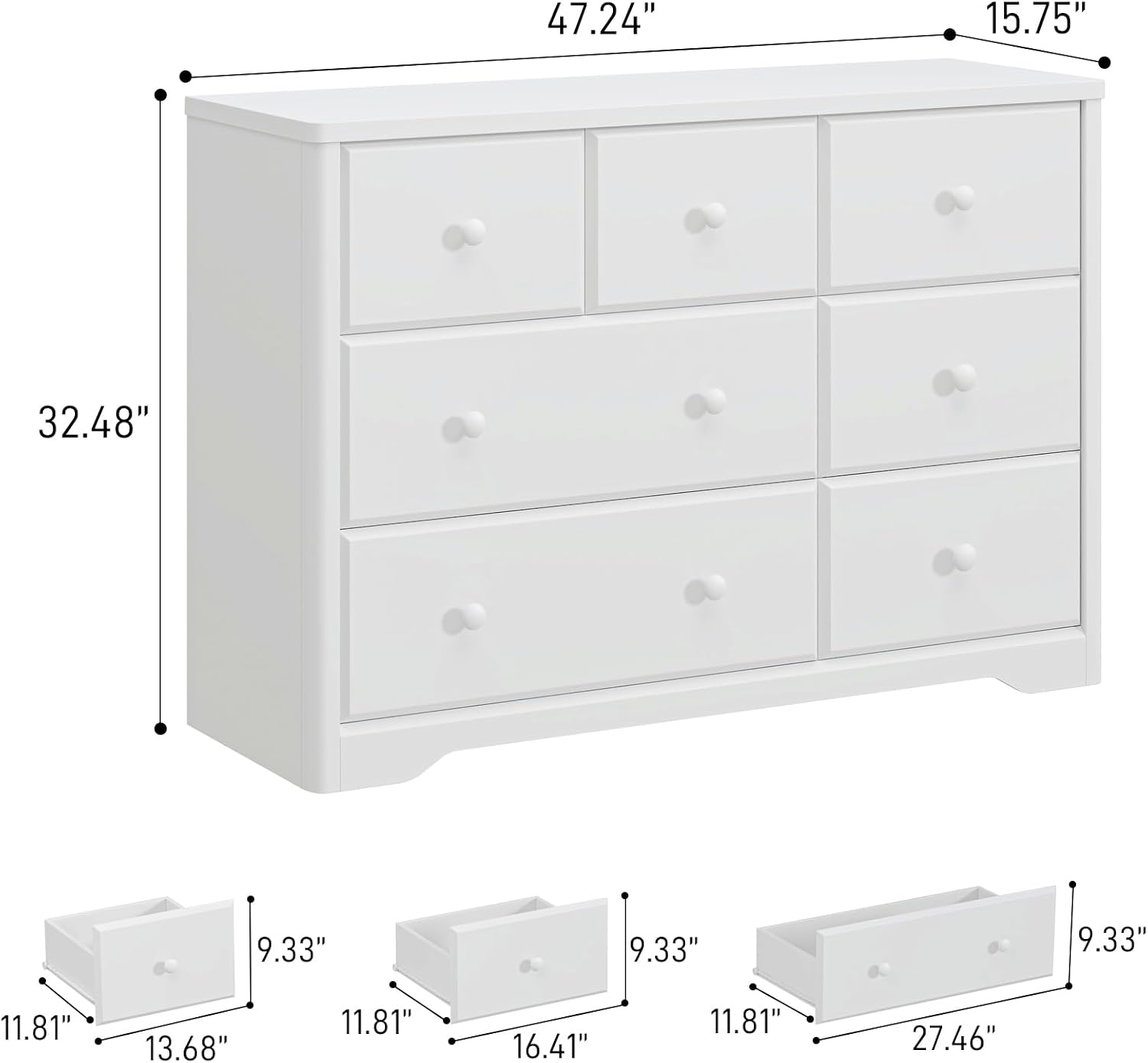 Dresser Cabinet 7 Drawers Kids - đánh giá và giá Baby Nursery Drawers