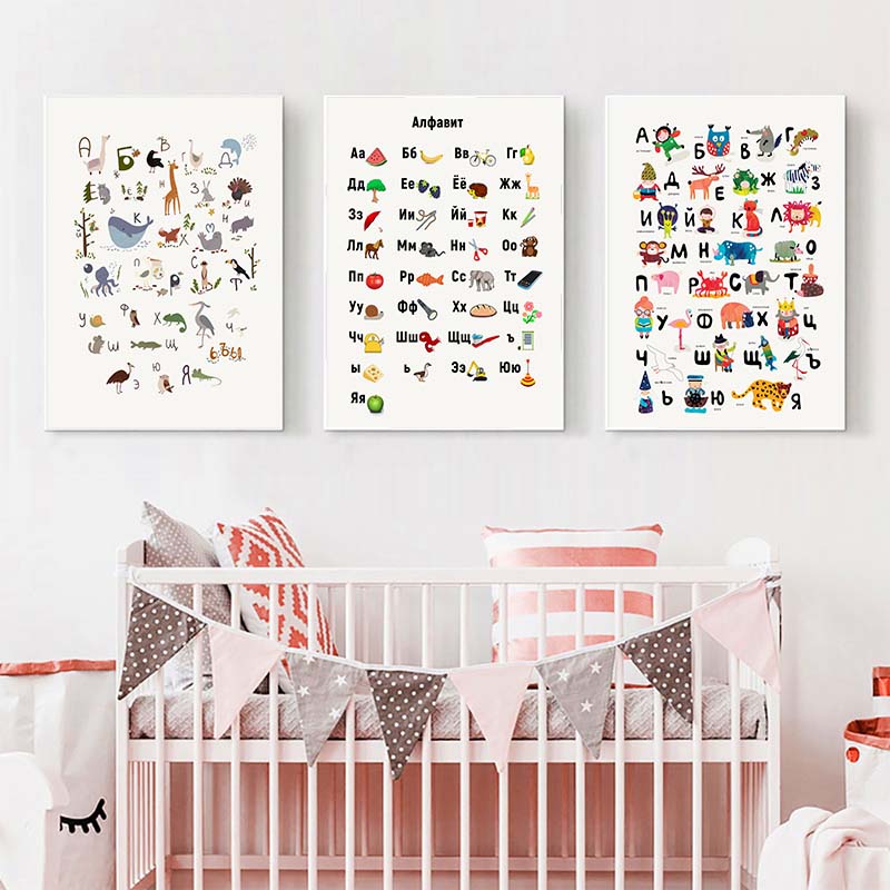 Russian ABC Alphabet Wall Art  - đánh giá và giá Baby Nursery Mirror