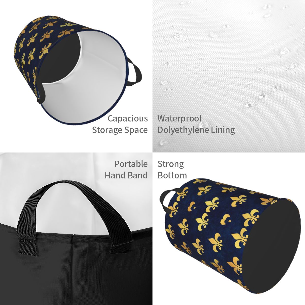 Royal Gold Blue Grunge Fleur D - đánh giá và giá Baby Nursery Laundry Basket