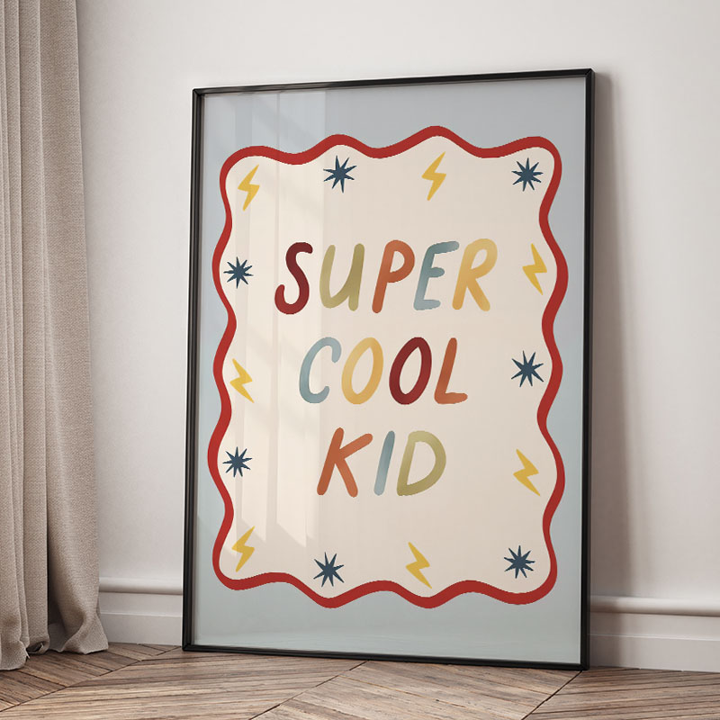 Funny Cartoon Super Cool Kid N - đánh giá và giá Baby Nursery Pictures
