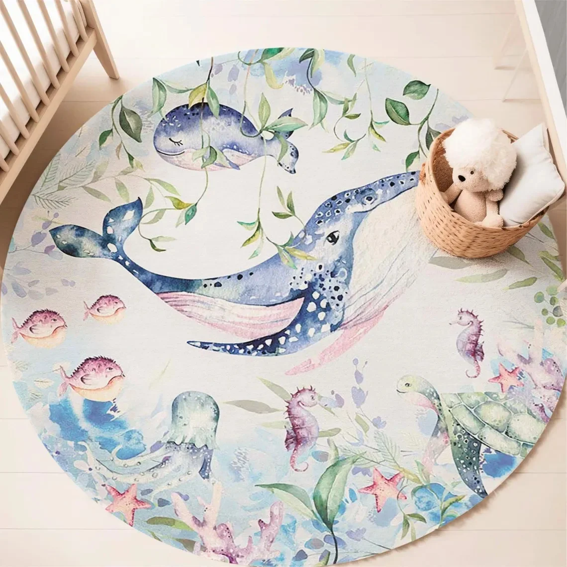 Blue Marine animal Round Carpe - đánh giá và giá Baby Nursery Mat
