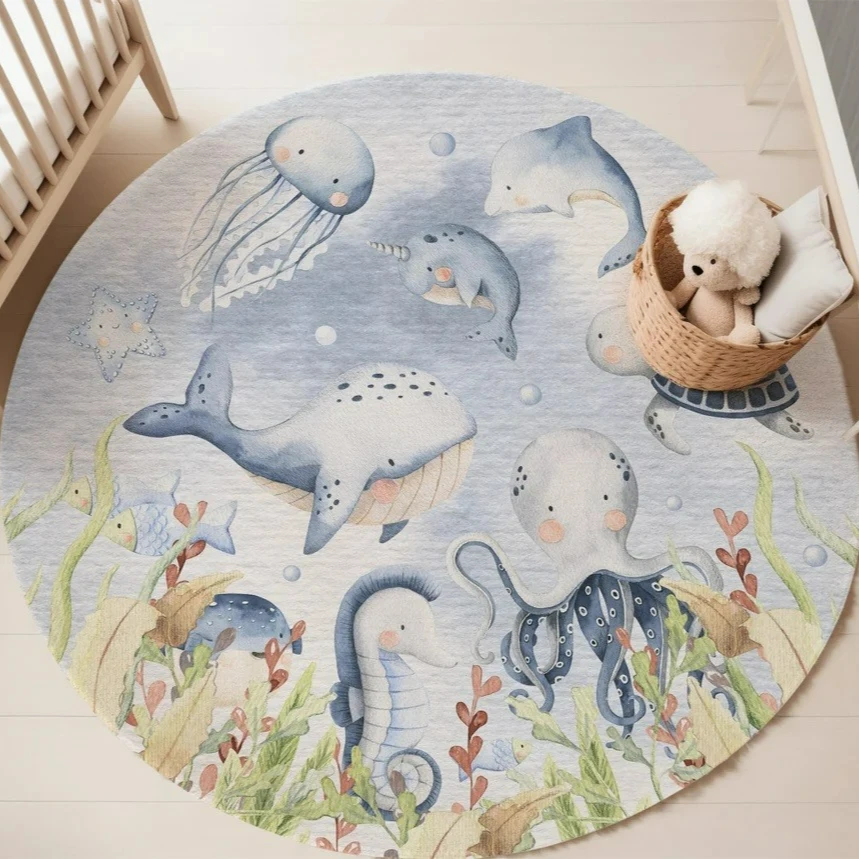 Blue Marine animal Round Carpe - đánh giá và giá Baby Nursery Mat